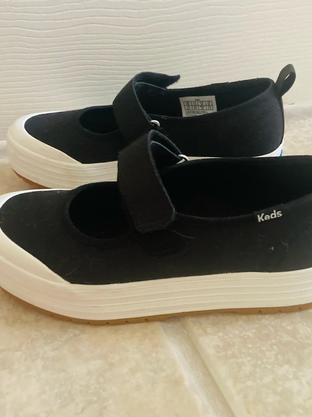 Keds Black Mary Jane Platform Sneakers with White Sole